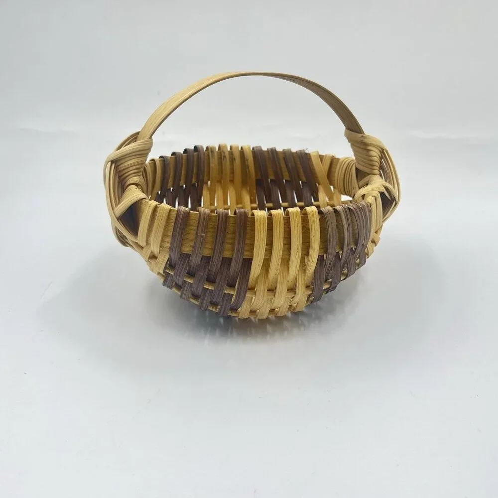 Vintage Woven Oak Splint Egg Large Gathering‎ Buttocks Basket 8”x5.5”